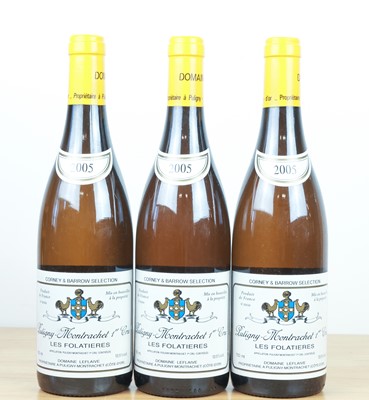 Lot 100 - 3 bottles Puligny-Montrachet Premier Cru ‘Les Folatieres’ Domaine Leflaive 2005
