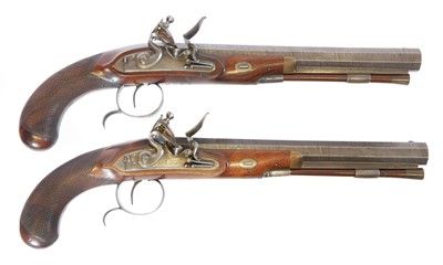 Lot Fine pair of 30 bore flintlock duelling...