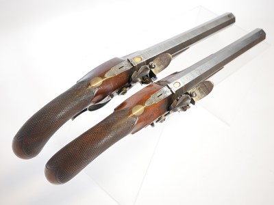 Lot Fine pair of 30 bore flintlock duelling...