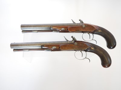 Lot Fine pair of 30 bore flintlock duelling...