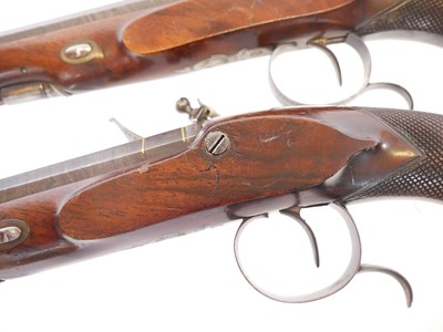 Lot Fine pair of 30 bore flintlock duelling...