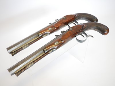 Lot Fine pair of 30 bore flintlock duelling...