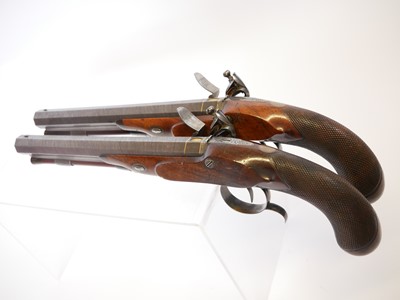 Lot Fine pair of 30 bore flintlock duelling...
