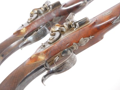 Lot Fine pair of 30 bore flintlock duelling...