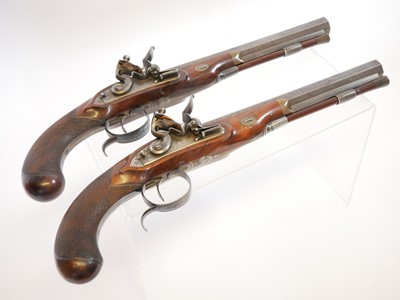 Lot Fine pair of 30 bore flintlock duelling...