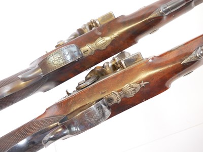 Lot Fine pair of 30 bore flintlock duelling...