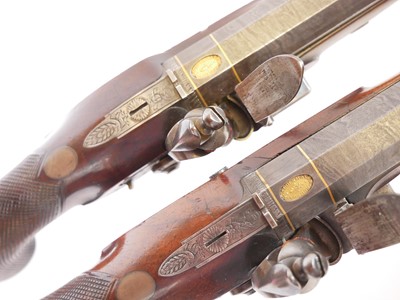 Lot Fine pair of 30 bore flintlock duelling...