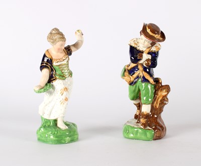 Lot 92 - A Pair of 19th Century English Porcelain "Spring" and "Winter" Figures in the Style of Derby