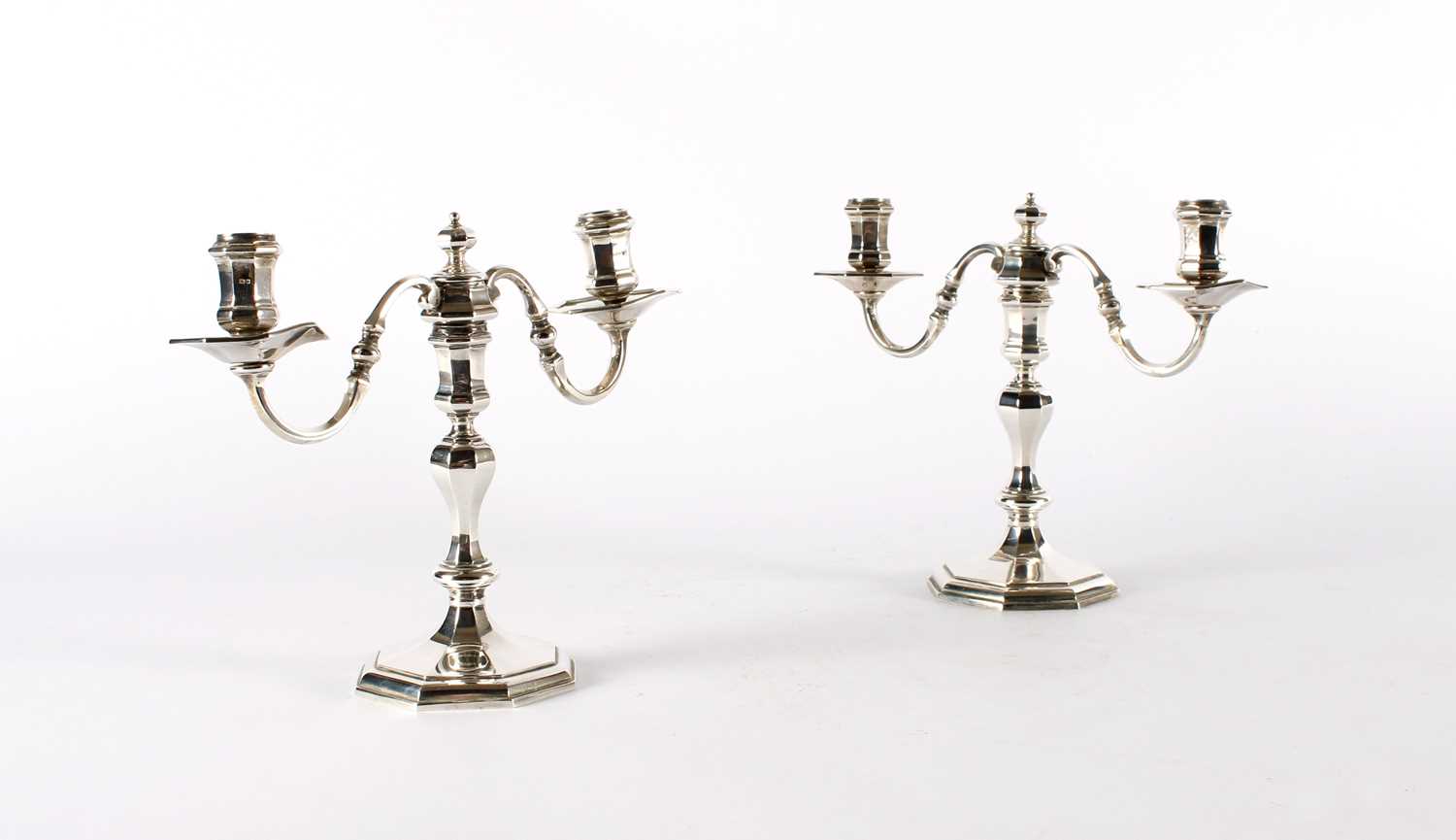 Lot A Good and Attractive Pair of Elizabeth II Silver Twin-Branch Candelabra in the Georgian Taste