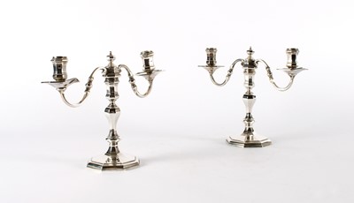 Lot A Good and Attractive Pair of Elizabeth II Silver Twin-Branch Candelabra in the Georgian Taste