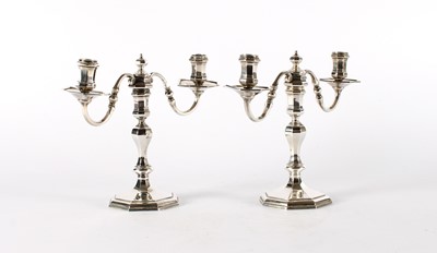 Lot A Good and Attractive Pair of Elizabeth II Silver Twin-Branch Candelabra in the Georgian Taste