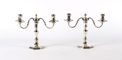 Lot A Good and Attractive Pair of Elizabeth II Silver Twin-Branch Candelabra in the Georgian Taste