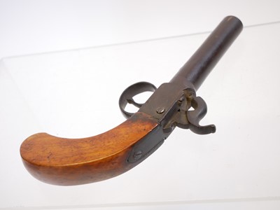 Lot 11 - Percussion 64-bore pocket pistol, 3inch barrel...