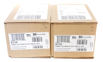 Lot Hornady .222 ammunition, 360 rounds with 50...