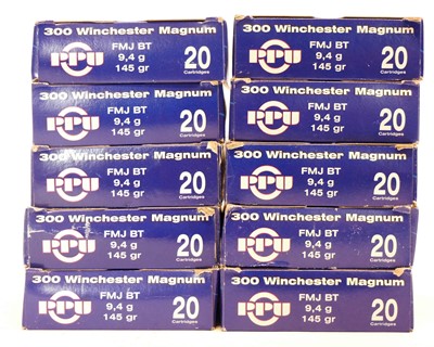 Lot PPU .300 Win Mag ammunition, 200 rounds with...