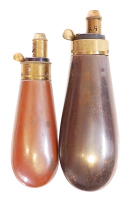 Lot Two 120 bore revolver powder flasks, un-marked,...