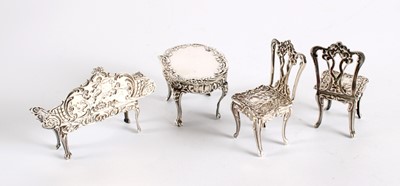 Lot 10 - A Suite of Elizabeth II Silver Miniature or Doll's House Furniture Presented in the Original Fitted Box
