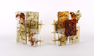 Lot Pair of Italian Modernist 'Patchwork' Type Wall Lights