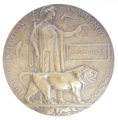 Lot WWI death penny or memorial plaque for George...
