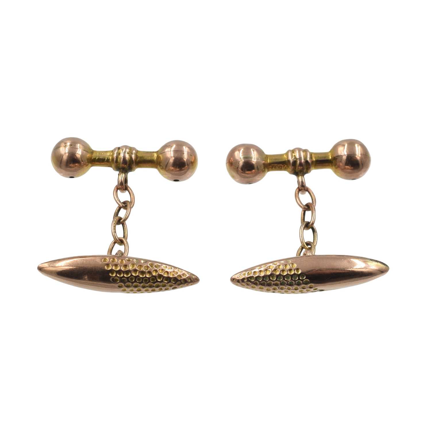 Lot Victorian 9ct gold hollow torpedo cufflinks