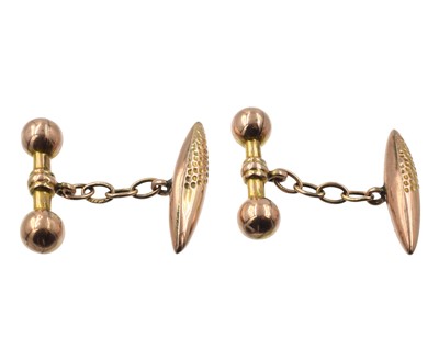 Lot Victorian 9ct gold hollow torpedo cufflinks