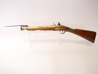 Lot 34 - Flintock blunderbuss, 14inch brass cannon...