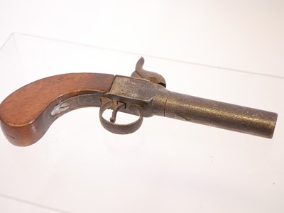 Lot 9 - Percussion 48 bore boxlock pistol, 3inch...