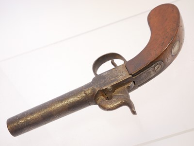 Lot 9 - Percussion 48 bore boxlock pistol, 3inch...
