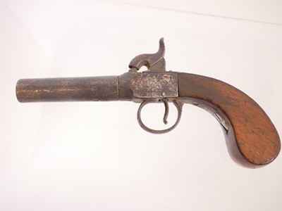 Lot 9 - Percussion 48 bore boxlock pistol, 3inch...