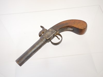 Lot 9 - Percussion 48 bore boxlock pistol, 3inch...