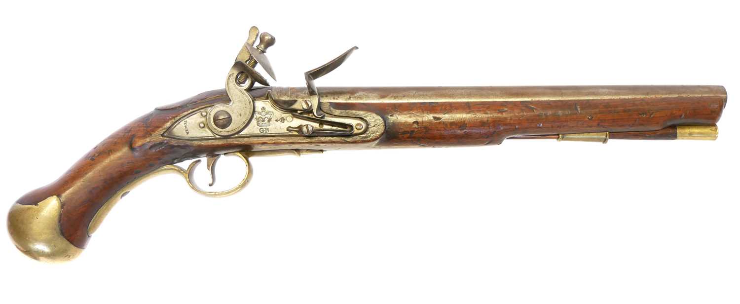 Lot 3 - Flintlock 1801 pattern 25 bore long sea...