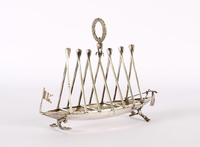 Lot 16 - A Victorian Rowing Interest Novelty Silver Plated Toast Rack Trophy