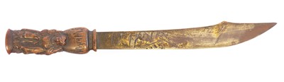 Lot 217 - Japanese bronze Meiji period paper knife, the...