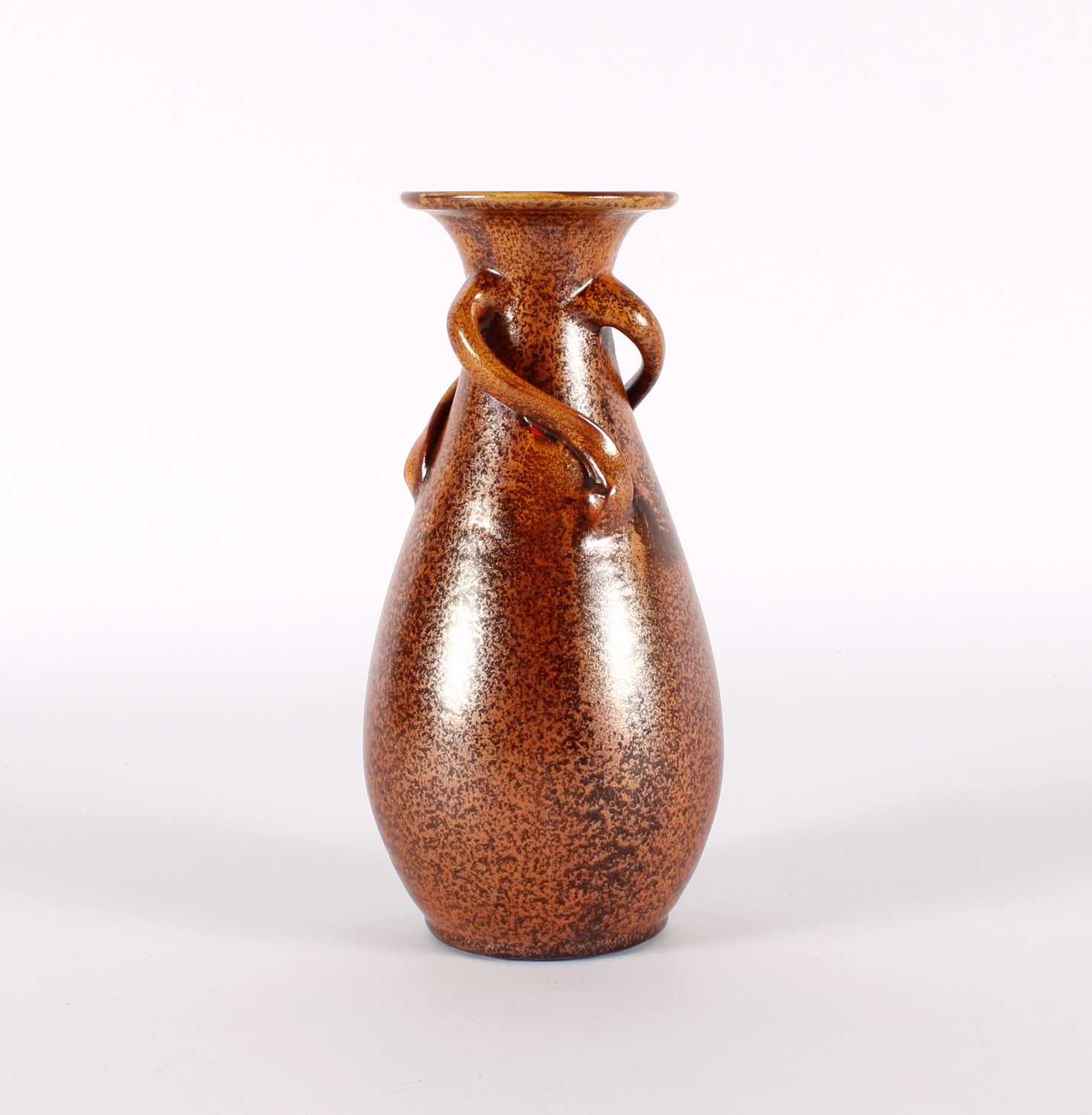 Lot Tall Studio or Art Pottery Lustre Glazed Three-Handled Vase