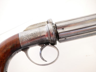 Lot 13 - Percussion 90 bore pepperbox revolver, six...