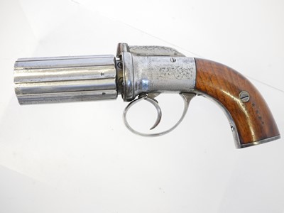 Lot 13 - Percussion 90 bore pepperbox revolver, six...