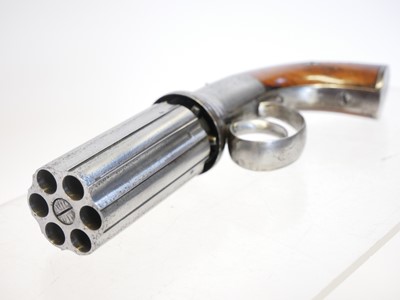 Lot 13 - Percussion 90 bore pepperbox revolver, six...