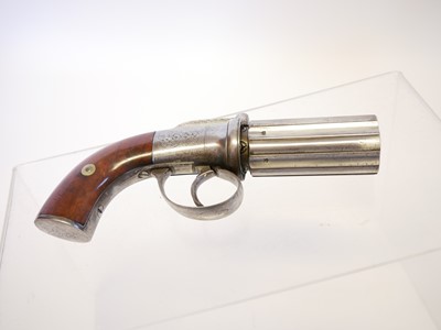 Lot 13 - Percussion 90 bore pepperbox revolver, six...