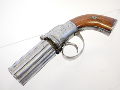 Lot 13 - Percussion 90 bore pepperbox revolver, six...