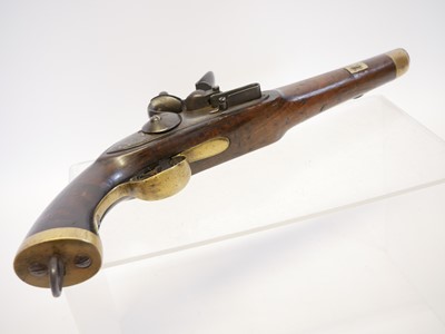 Lot 5 - Belgian Sea Service flintlock pistol, 9 inch...