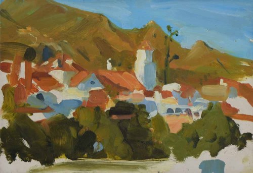 426 - Liam Spencer, Spanish townscape, oil.