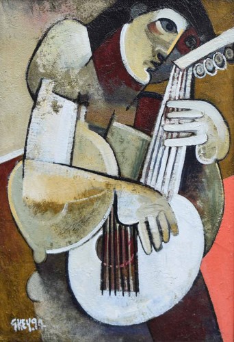 415 - Geoffrey Key, Lute II, oil.