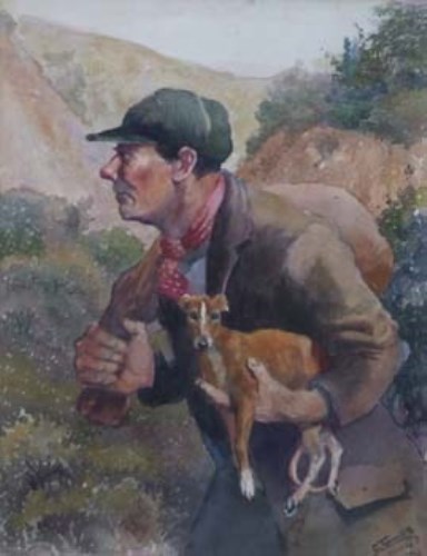 438 - C.F. Tunnicliffe, Poacher, watercolour.