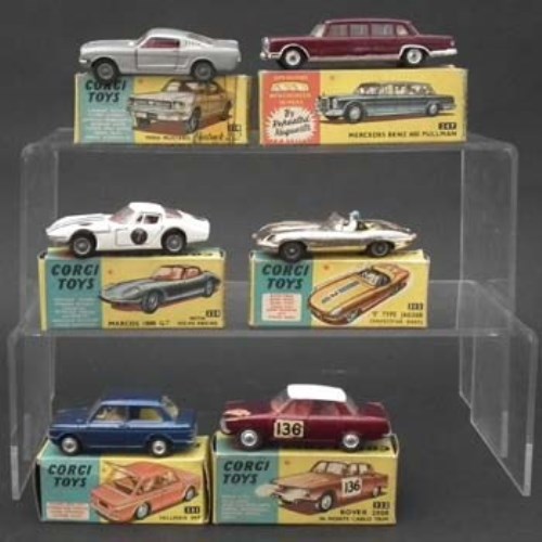 132 - Six Corgi boxed cars