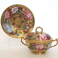 Lot 154 - Coalport lidded twin handled bowl and stand circa