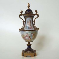 Lot 171 - Sevres style lidded vase with ormolu mounts.