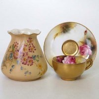 Lot 189 - Royal Worcester miniature cup and saucer signed