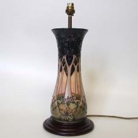 Lot 210 - Moorcroft cluny pattern lamp.