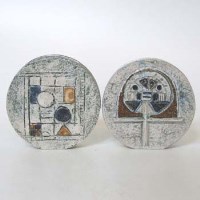 Lot 219 - Pair of Troika wheel vases