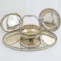 Lot 283 - Continental silver sugar bowl and three dishes.